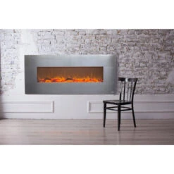 Touchstone Onyx Stainless 50-Inch Wall Mounted Electric Fireplace (#80026) -Top Tier Shop touchstone touchstone onyx stainless 50 wall mounted electric fireplace 80026 13315671064670
