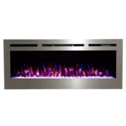 Touchstone Sideline Stainless Steel 50-Inch Recessed Electric Fireplace (#86273) -Top Tier Shop touchstone touchstone sideline stainless steel 50 recessed electric fireplace 86273 28353486618718