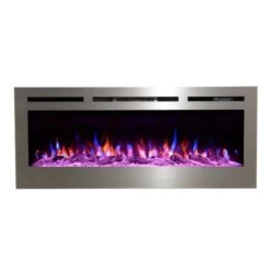 Touchstone Sideline Stainless Steel 50-Inch Recessed Electric Fireplace (#86273) -Top Tier Shop touchstone touchstone sideline stainless steel 50 recessed electric fireplace 86273 28353493762142